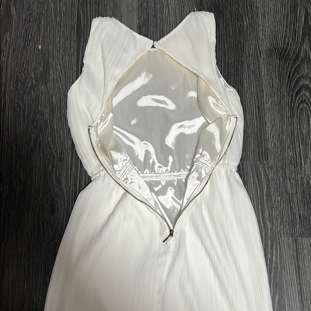 Badgley Mischka White Maxi Dress with Gold Accents - Picture 10 of 11